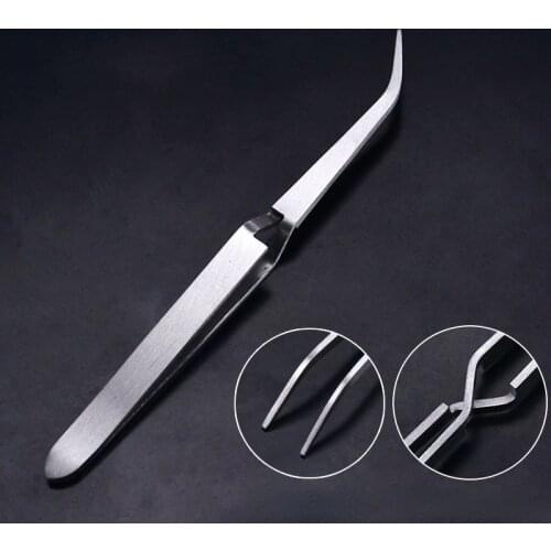 1pc Nail Art Tweezers Stainless Steel Cross Action Tweezers Multifunctional Shaped Nail Clip Manicure Curve Nipper Nail Tools