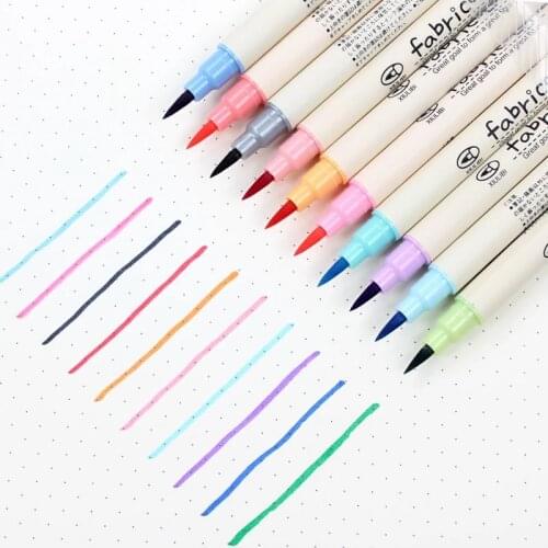 10pcs/lot Fineliner Soft Brush Pen Art Colored Marker Pens Set Pencils Kpop Calligraphy Drawing Write School Stationery Supplies