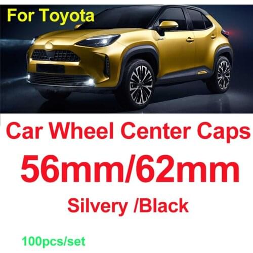 100pcs/set 56mm 62mm Black/Silvery Wheel Center Cap Wheel Hub Caps ABS/Chrome for Carolla Camry Reiz Sienna Prius Land Cruiser