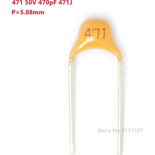 100pcs/lot Multilayer ceramic capacitor 471 50V 470pF 471J P=5.08mm