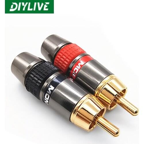 DIYLIVE 2PCS Monster gold plated RCA lotus plug audio signal cable terminals