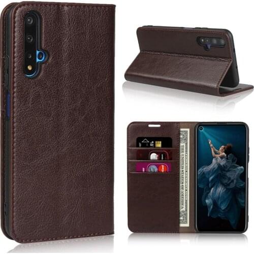 Natural Genuine Leather Skin Flip Wallet Book Phone Case Cover On For Huawei Honor 20S 20 Lite Pro S Honor20 20Pro 64/128/256 GB