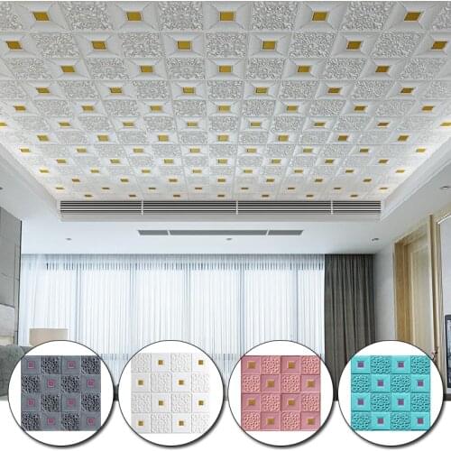 3D Wall Sticker Stereo Ceiling Panel Roof Foam Wallpaper Self-adhesive Waterproof DIY Living Room TV Background Wall stickers