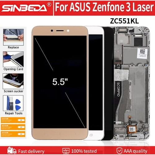 5.5" Original LCD Digitizer For ASUS Zenfone 3 Laser ZC551KL LCD Touch Screen With Frame Assembly Display For ZC551KL Screen