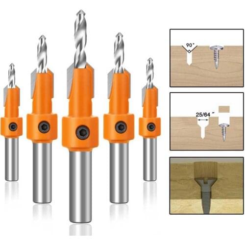 5pcs 8/10mm Shank woodworking expanding hole drill countersink Router bit screw Extractor Demolition for Wood Milling Cutter