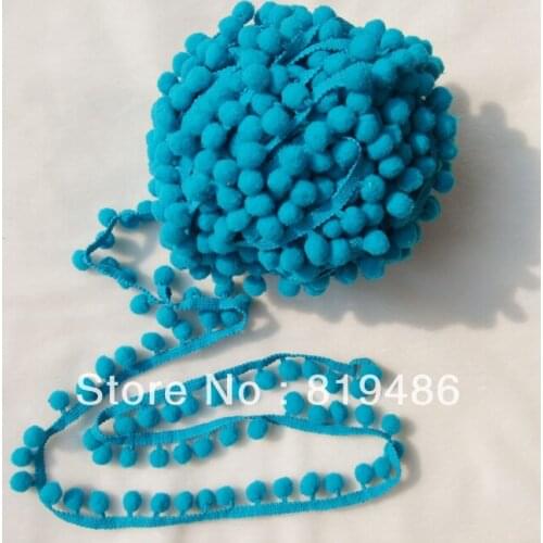 5Yards/Lot Lake blue color cute PomPom fringe trim draper ball Accessories sew 0.8" ball