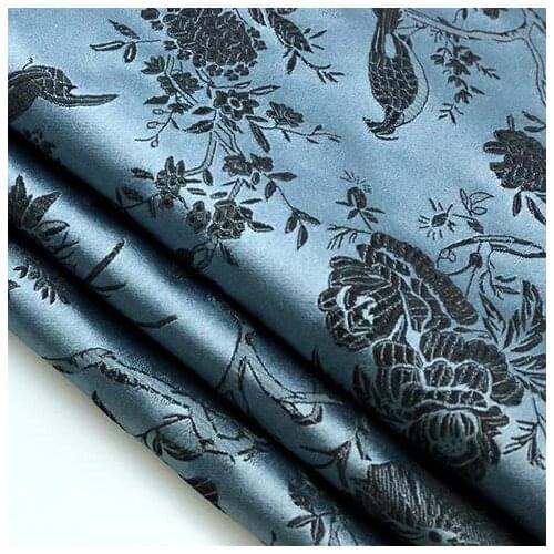 75cm*100cm Brocade cloth clothing fabric fashion doll clothes costume dress fabrics gray bottom flowers diy dress cloth fabric