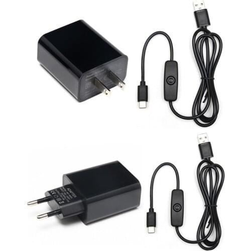 New 5V 3A Raspberry Pi Power Adapter with ON/OFF Switch EU US USB Charger for Raspberry Pi 4 Model B 3B 3B