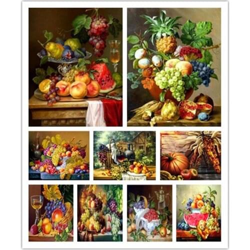 Fruit Diamond Embroidery Kitchen Wall Decor Rubiks Cube full Square Diamond Painting Crystal Mosaic Picture of Rhinestone