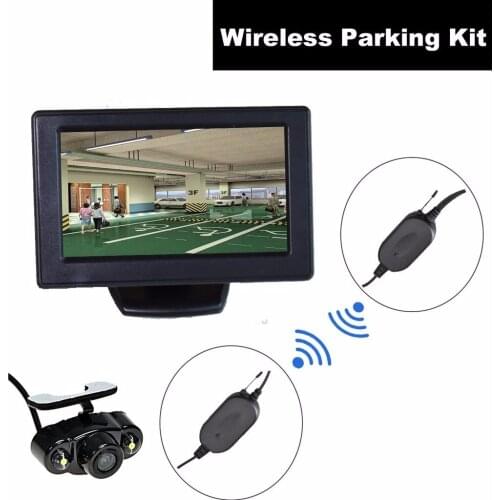 Car Automobile Wireless Backup Camera + 4.3 inch Dash LCD TFT Monitor Reverse Parking Kit Assistance Rear View LED Night Vision