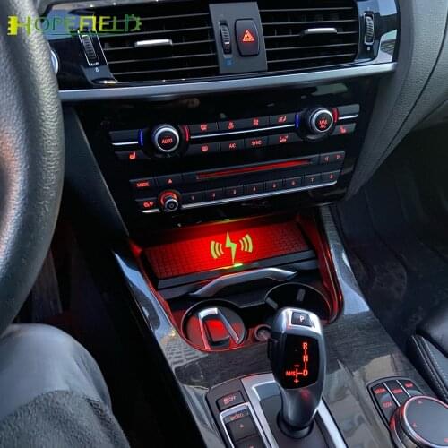 Car wireless phone charger for bmw x3 f25 x4 f26 2016 2017 charging adapter water cup holder for iphone 11 qi fast charge panel