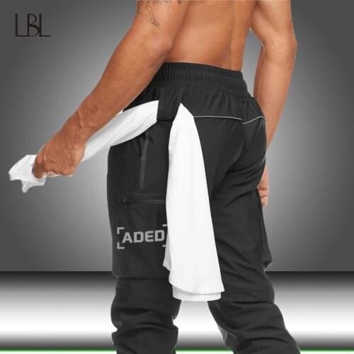 Joggers Sweatpants Mens Slim Fit Casual Pants Solid Color Gyms Workout Sportswear Spring Trousers Male Multi-Pocket Track Pants