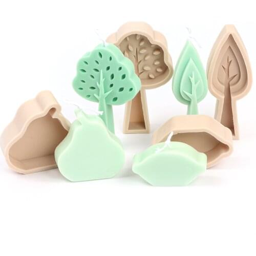 DIY Fruit Tree Shape Candle Mould Home Decoration Handmade Aromatherapy Crafts Tool Lemon Pear Shape Silicone Soap Mold