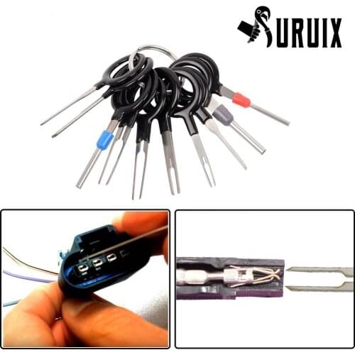 11Pcs/set Terminal Removal Tools Car Electrical Wiring Crimp Connector Pin Extractor Car Repair Hand Tool Set Plug Key