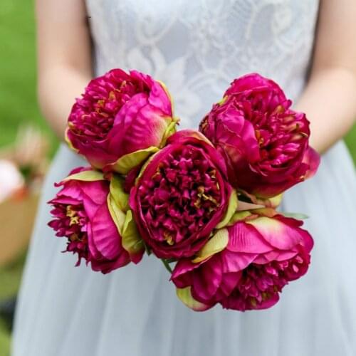Artificial 5 Peony Bouquet Bride Bridesmaid Fake Hydrangea Bouquet Home Decoration Decoration