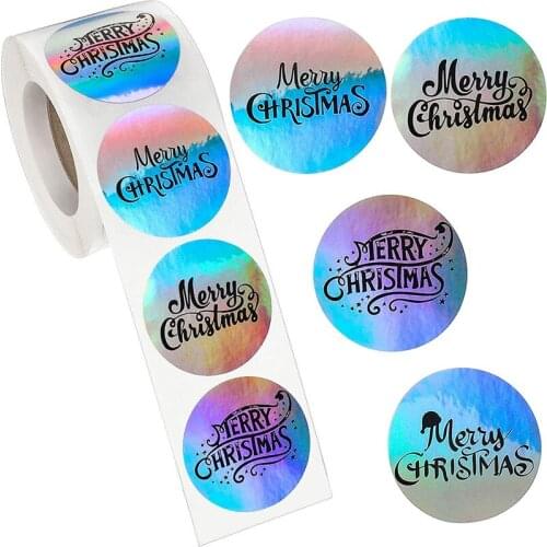 38mm Laser Christmas Party Gift Sticker Christmas Day Decoration Gift Baking Sticker Invitation Letter Envelope Sticker Label