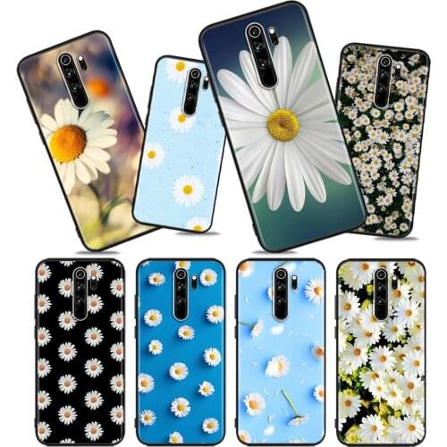 Daisy margaritas arte Floral Soft TPU For Xiaomi Redmi Note10 10S 9T 9S 9 8T 8 7 6 5A 5 4 4X Prime Pro Max Black Phone Case