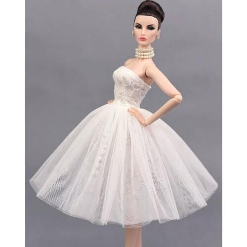 2018 New White Lace Dress Skirt Evening Party Princess Gown Fashion Outfit Clothes For 1/6 Barbie Xinyi Fr Doll for Girl Gift