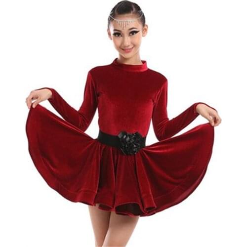 Autumn and winter children 's Latin dance clothes long - sleeved girls ballet practice girls thickening practice clothing