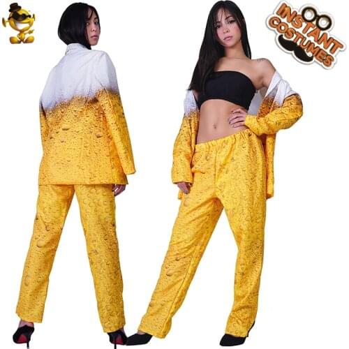 QLQ Women Oktoberfest Suit Fancy Dress Yellow Beer Clothes Role Playing Carnival Cosplay Halloween Costume for Women