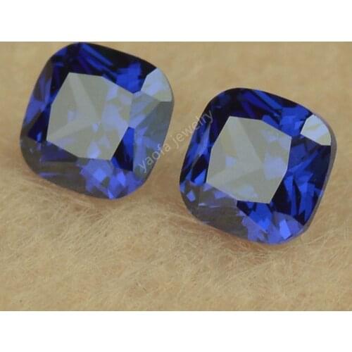 Sale 3*3~10*10mm 5A Lab Grown Light Blue Sapphir-e Cubic Zircon Stone Beads Square Shape Cushion Cut Loose CZ Gems For Jewelry