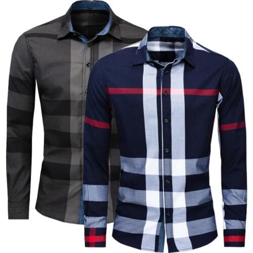 NEW shirt Business casual autumn long sleeve men shirts High quality brand 100% cotton plaid shirt men Plus Size chemise homme