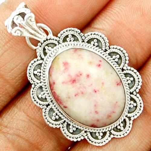 Hand made Genuine Cinnabar Pendant, 925 Sterling Silver , 43mm , 7.6g, AP0065