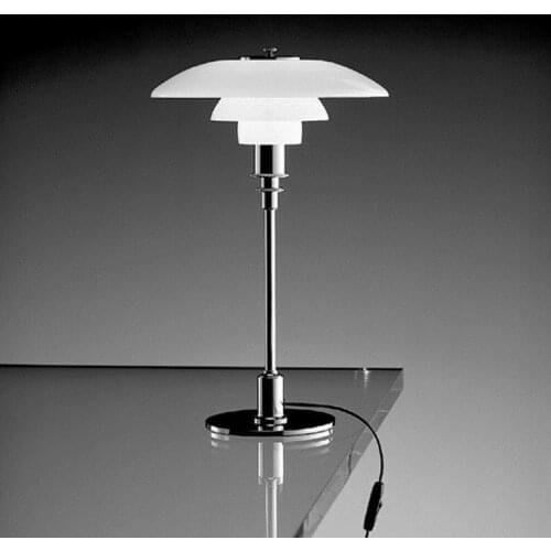 Nordic white table lamp bedroom study bedside Table Lamps table table light simple creation three layer glass desk lamp LU71129