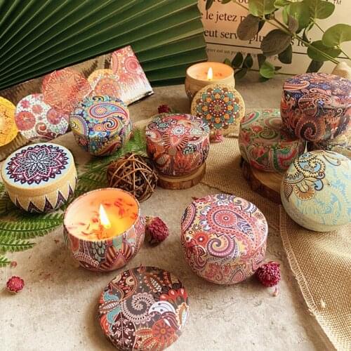 Soy Wax Dried Floral Candles Tinplate Cans Small Candle Wedding Birthday Party Souvenirs 11 Kinds Flavors Home Decor