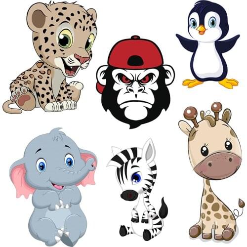 DIY Cartoon Animal Heat Transfer Sticker For Vogue Girl Clothing Patch 1 Piece. T206