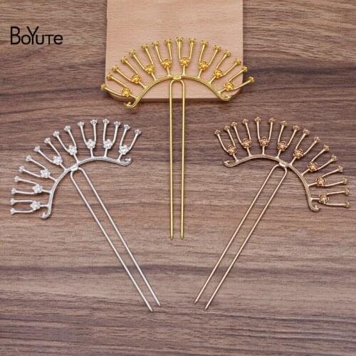 BoYuTe (5 Pieces/Lot) 42*110MM Metal Alloy Flower Hair Fork Vintage Style Women Hair Accessories Diy Handmade Jewelry Materials