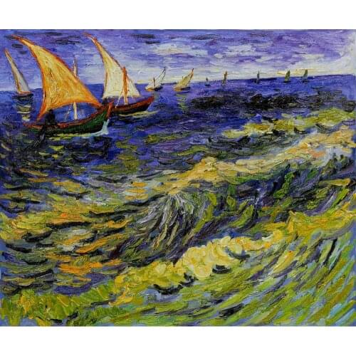 Vincent Van Gogh paintings on Canvas Seascape at Saintes Maries de la Mer hand-painted wall art decor High quality