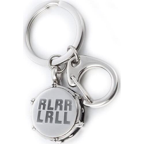 WAWFROK 2017 fashion Stainless steel Keychain Key Chain RLRR LRLL Men Male Oblong Rock And Roll Drum Key Chain Y-006