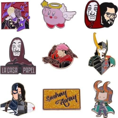 MD1112 DMLSKY Creative Anime Funny Brooches Metal Badges for Clothing Hat Pin jewelry Gifts Charming Pins for Fans