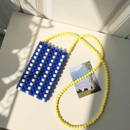 Pearl Bag Handmade Beaded Bag Small fresh one shoulder straddle mobile phone bag lovely zero purse woman