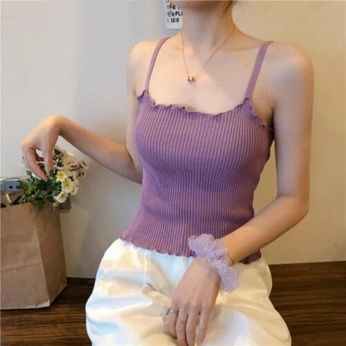 2020 Womens summer camisole Solid Color Women Sleeveless Ruffled Vest Camisole Strappy Tank Top