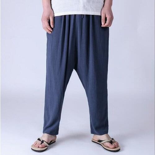 Plus Size M-6XL Fashion Men Middle Low Range Pants Spring the New Casual Elastic Waist tie Harlan Male Pure Color Pencil Pa