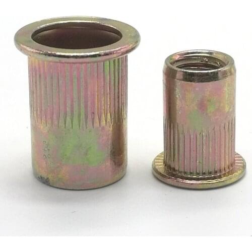 10-20Pcs M3 M4 M5 M6 M8 M10 M12 Carbon steel Flat Head Threaded Rivet Insert Nutsert Cap Rivet Nut