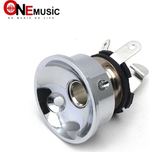10PCS Electric Guitar Chrome Socket Jack Plate Holder for 6.35mm Plug Electrosocket Recessed jack Guitar Parts