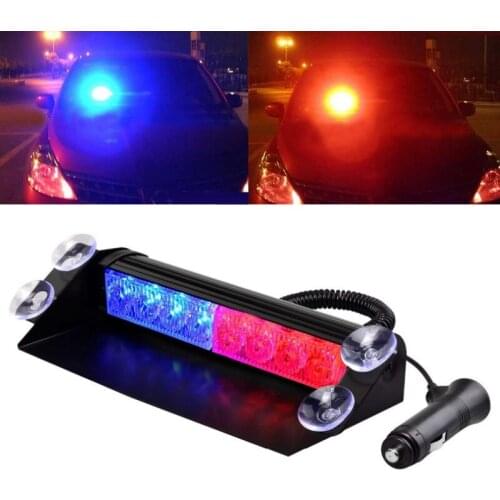 12V 8 LED Red Blue Amber White Car Strobe Warning Light Police Auto led Flashing Emergency signal lights Safety driving Fog lamp