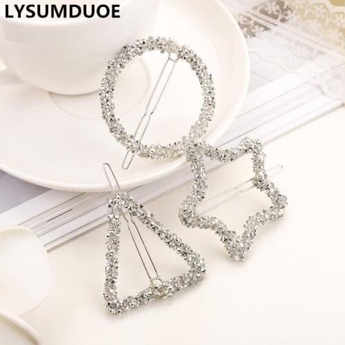 New Crystal Rhinestone Hairpin Shining Barrette Girl Star Glittering Tiara Candy Pink Diamond Clip Gift Jewelry Hair Accessories