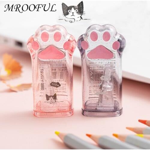2 pcs/lot Cute Cat Paw Pencil Sharpener Transparent Sharpener for Kids Novelty Gifts School Office Supplies Kawaii Stationery