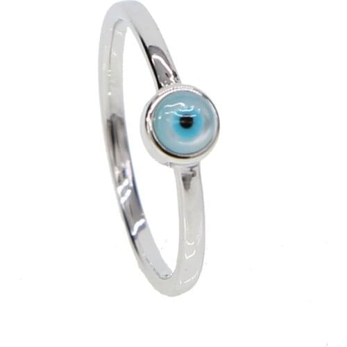 2021 Silver Color Mother Of Pearl Stone Delicate Engagement Rings Women Girl Charm Evil Eye Minimalist Fashion Lovely Jewelry