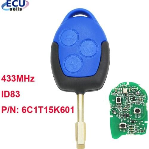 3 Button Remote Key FOB 433MHz ID83 for Ford Transit WM VM 2006-2014 P/N: 6C1T15K601AG FO21