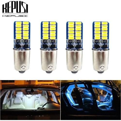 4PCS canbus H6W Ba9s Led Car 3014 T4W LED Clearance Light Interior Parking Tail Lamp Rear fog Bulb for auto White ice blue