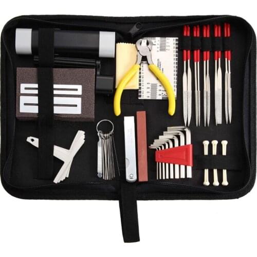 42Pcs Guitar Repair Kit Maintenance Tool Carry Bag Tring Organizer String Action Ruler Gauge Measuring Ukulele Bass Mandolin