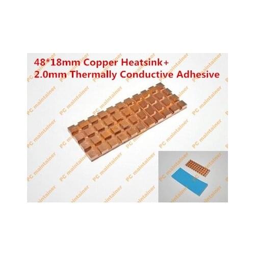 48*18mm Copper Heatsink+2.0mm Thermally Conductive Adhesive Thin Gvoove Pure Copper for M.2 NGFF 2260 SSD Notebook Radiator