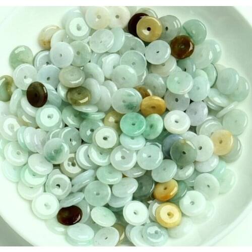 50pcs Chinese Natural A Grade Color Jade (Jadeite) Bead Lucky Circle Loose Bead free shipping