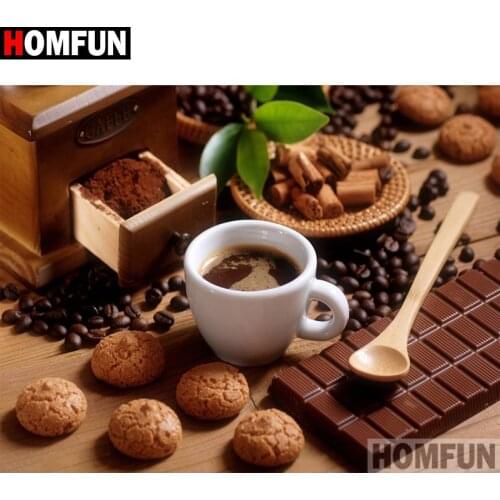 HOMFUN 5D DIY Diamond Embroidery Full Display "Coffee cup landscape" Diamond Painting Square/Round Rhinestones Decor Art A24800