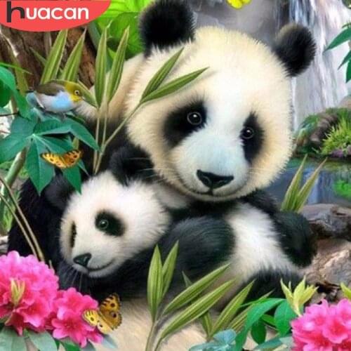 HUACAN Diamond Embroidery Animal 5D DIY Diamond Painting Full Square Panda Diamond Mosaic Picture Of Rhinestones Child Gift